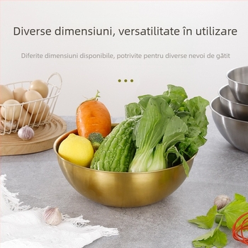 Vas de salată, formă neregulată, oțel inoxidabil 201, finisaj șlefuit, design modern minimalist