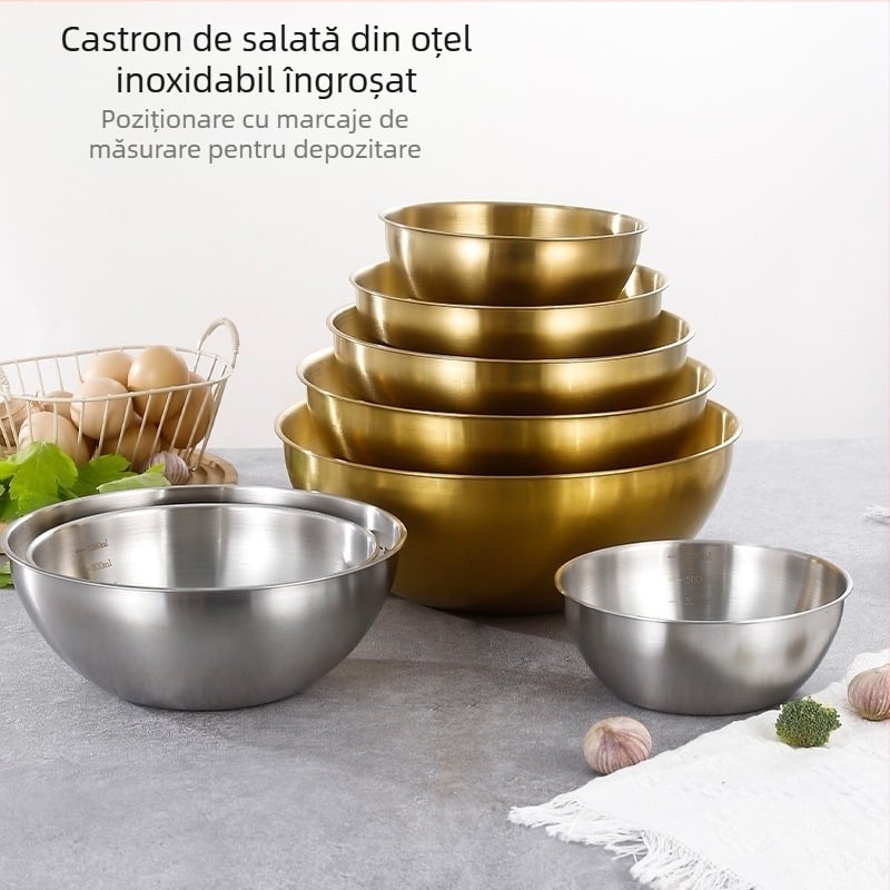 Vas de salată, formă neregulată, oțel inoxidabil 201, finisaj șlefuit, design modern minimalist