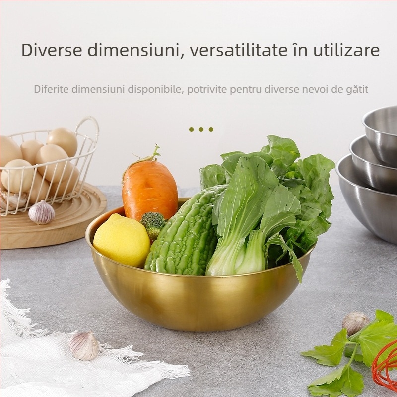 Vas de salată, formă neregulată, oțel inoxidabil 201, finisaj șlefuit, design modern minimalist