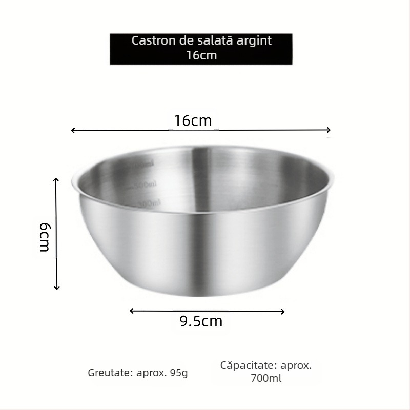 Vas de salată, formă neregulată, oțel inoxidabil 201, finisaj șlefuit, design modern minimalist