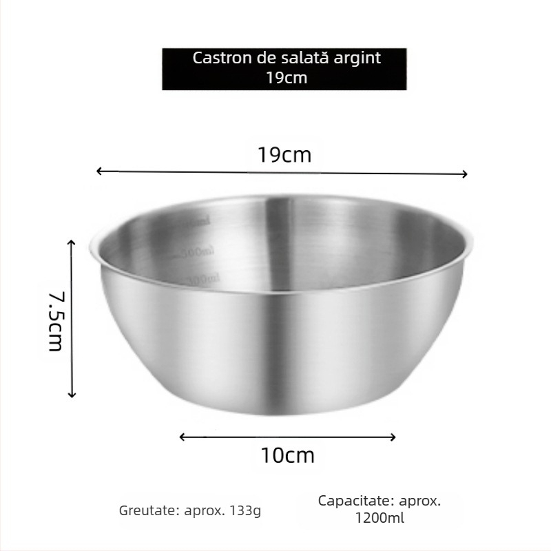 Vas de salată, formă neregulată, oțel inoxidabil 201, finisaj șlefuit, design modern minimalist