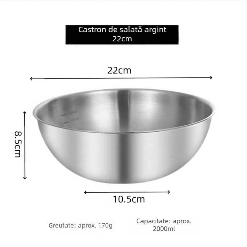 Vas de salată, formă neregulată, oțel inoxidabil 201, finisaj șlefuit, design modern minimalist