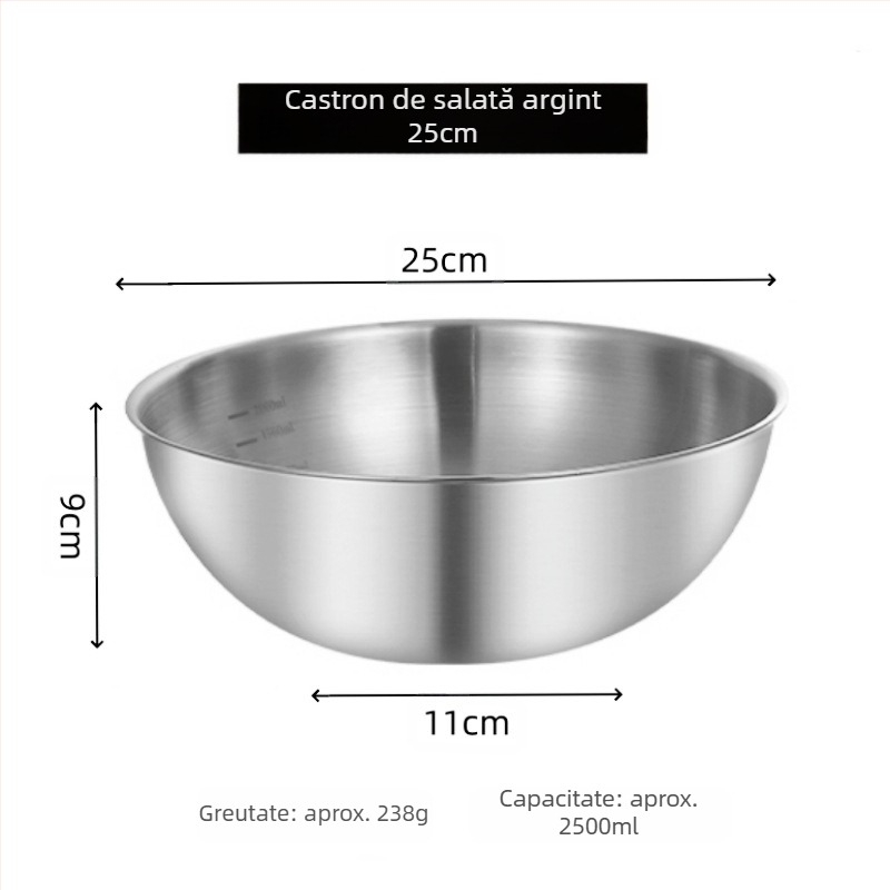 Vas de salată, formă neregulată, oțel inoxidabil 201, finisaj șlefuit, design modern minimalist
