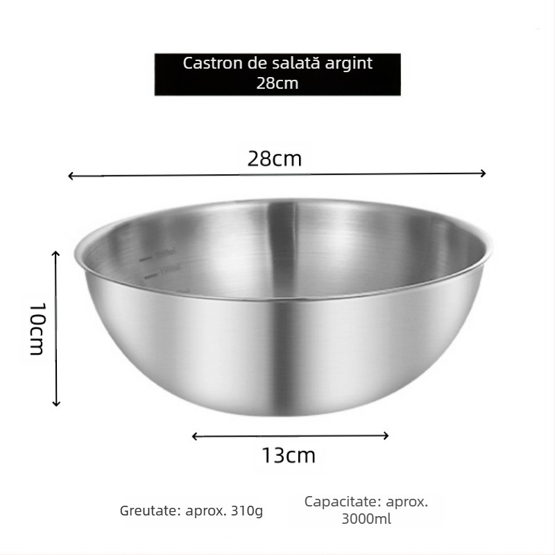 Vas de salată, formă neregulată, oțel inoxidabil 201, finisaj șlefuit, design modern minimalist