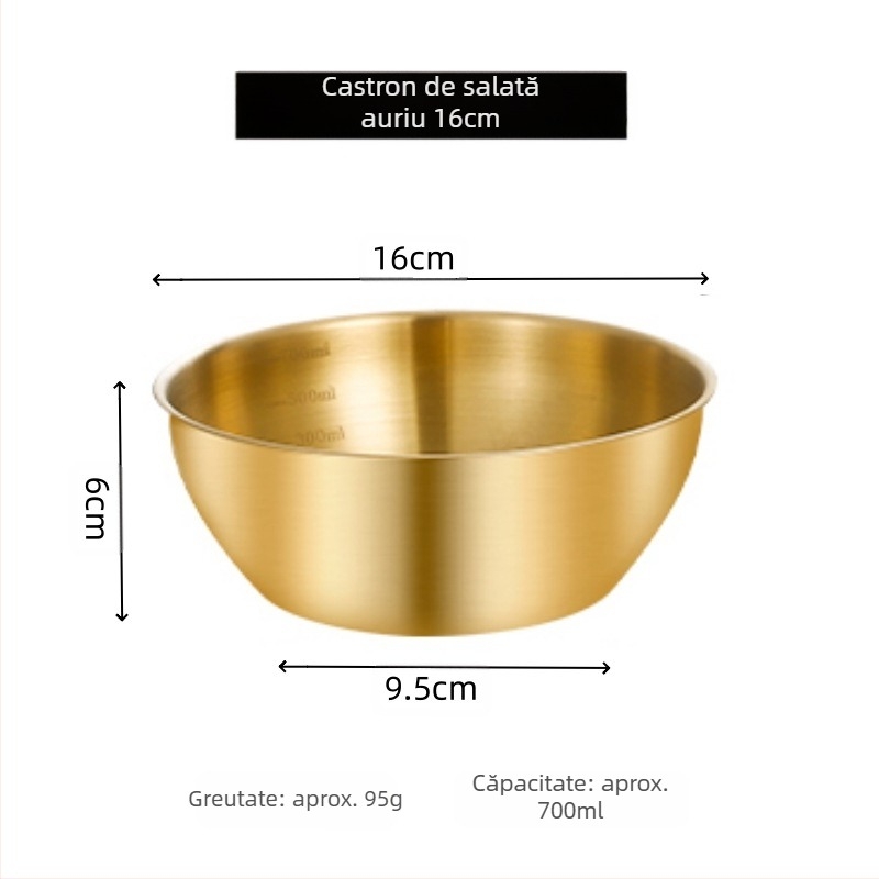 Vas de salată, formă neregulată, oțel inoxidabil 201, finisaj șlefuit, design modern minimalist