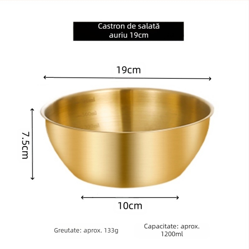 Vas de salată, formă neregulată, oțel inoxidabil 201, finisaj șlefuit, design modern minimalist