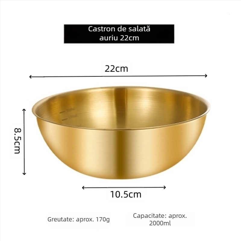 Vas de salată, formă neregulată, oțel inoxidabil 201, finisaj șlefuit, design modern minimalist