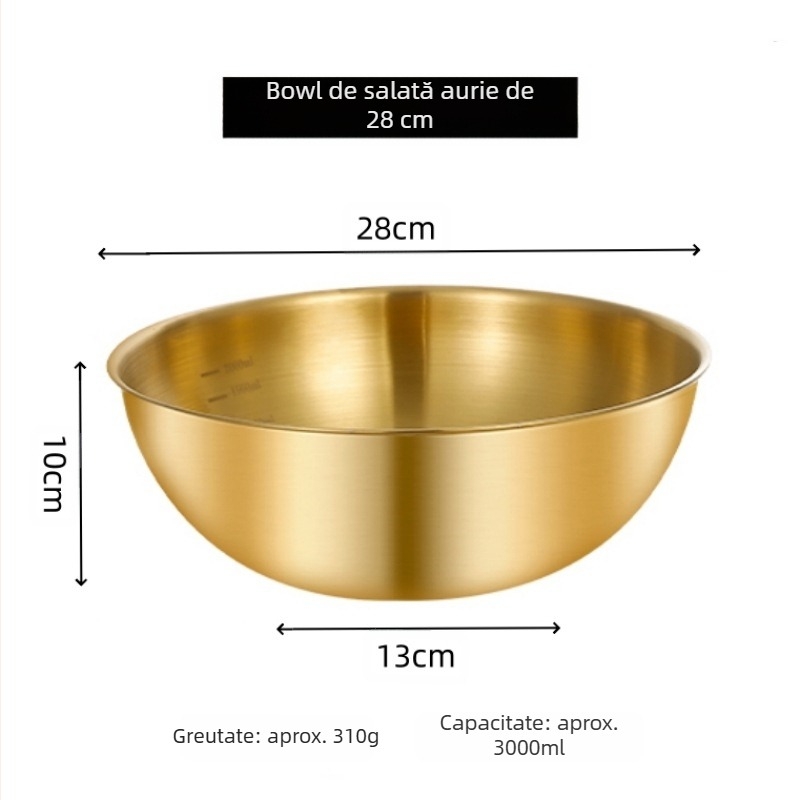 Vas de salată, formă neregulată, oțel inoxidabil 201, finisaj șlefuit, design modern minimalist