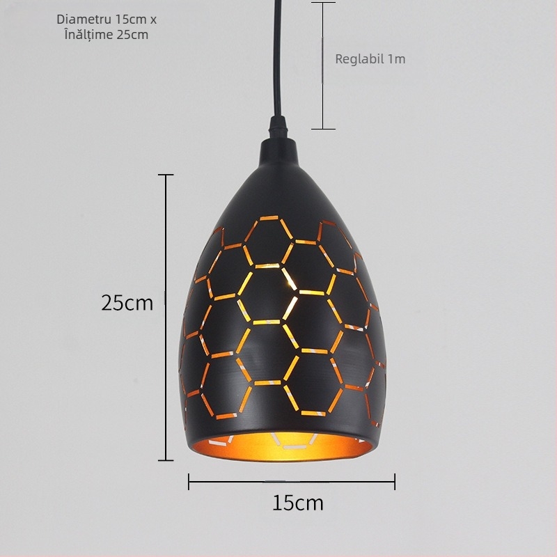 Lustră din fier, stil retro-industrial, LED, 220V, acoperire 10–15㎡