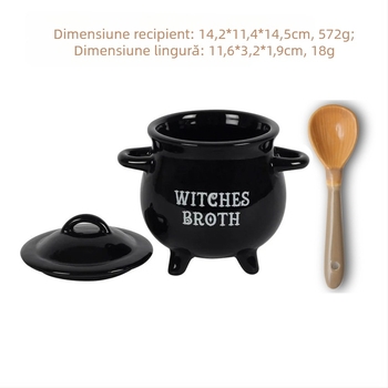 Set de borcane ceramice cu temă vrăjitoare | Stil desen animat, Material ceramic, Brand Halloween, Pentru doamne