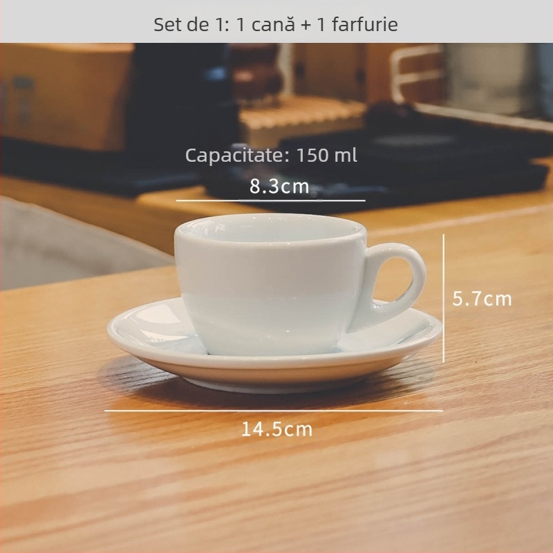 Ceașcă espresso ceramică, grosime 9 mm, cu farfurie
