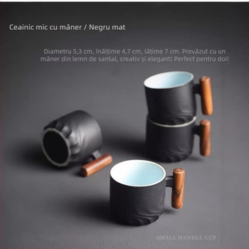 Ceașcă ceramică de cafea cu mâner – stil japonez, glazură retro, anti-arzire, pentru uz casnic.