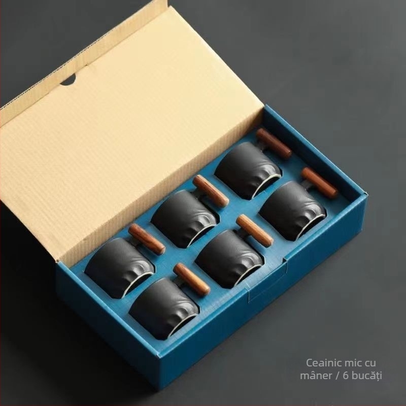 Ceașcă ceramică de cafea cu mâner – stil japonez, glazură retro, anti-arzire, pentru uz casnic.