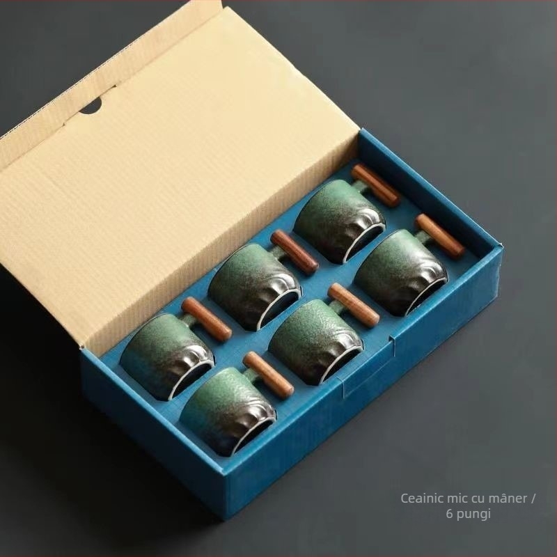 Ceașcă ceramică de cafea cu mâner – stil japonez, glazură retro, anti-arzire, pentru uz casnic.