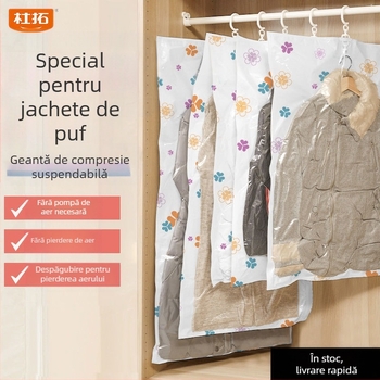 Du Tuo Sac de Compresie cu Vacuum pentru Geacă de Puf, Cu Mâner Lateral pentru Agățare, Material PET/PE