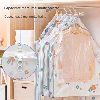 Du Tuo Sac de Compresie cu Vacuum pentru Geacă de Puf, Cu Mâner Lateral pentru Agățare, Material PET/PE