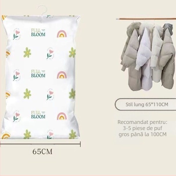 Du Tuo Sac de Compresie cu Vacuum pentru Geacă de Puf, Cu Mâner Lateral pentru Agățare, Material PET/PE