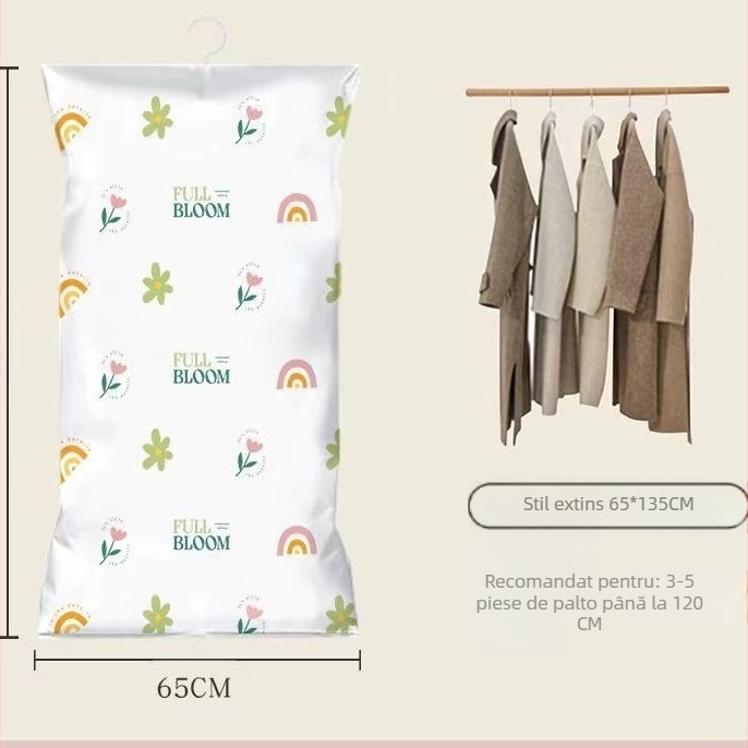 Du Tuo Sac de Compresie cu Vacuum pentru Geacă de Puf, Cu Mâner Lateral pentru Agățare, Material PET/PE