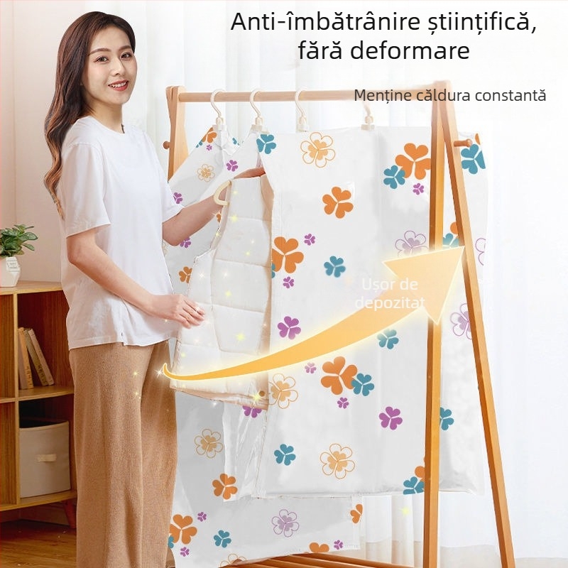 Du Tuo Sac de Compresie cu Vacuum pentru Geacă de Puf, Cu Mâner Lateral pentru Agățare, Material PET/PE