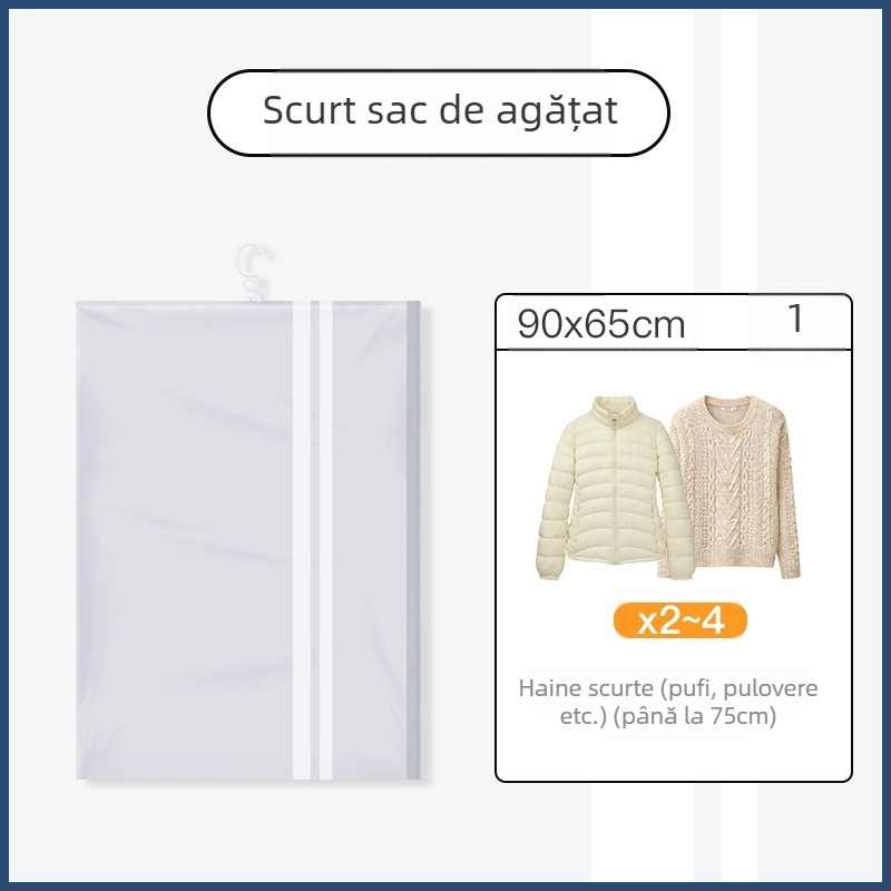 Du Tuo Sac de Compresie cu Vacuum pentru Geacă de Puf, Cu Mâner Lateral pentru Agățare, Material PET/PE