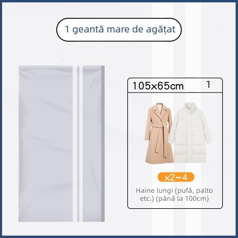 Du Tuo Sac de Compresie cu Vacuum pentru Geacă de Puf, Cu Mâner Lateral pentru Agățare, Material PET/PE