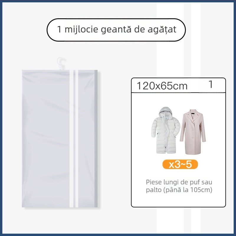 Du Tuo Sac de Compresie cu Vacuum pentru Geacă de Puf, Cu Mâner Lateral pentru Agățare, Material PET/PE