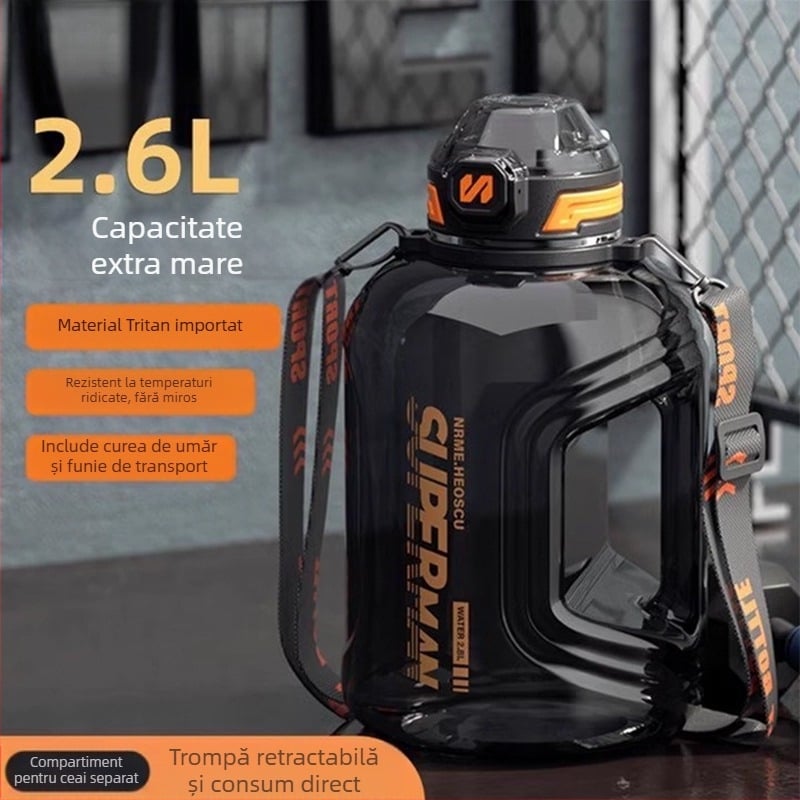 Sticlă de apă sport cu separare pentru ceai, rezistentă la temperaturi înalte, capacitate mare; Material: Plastic; Marcă: Altă