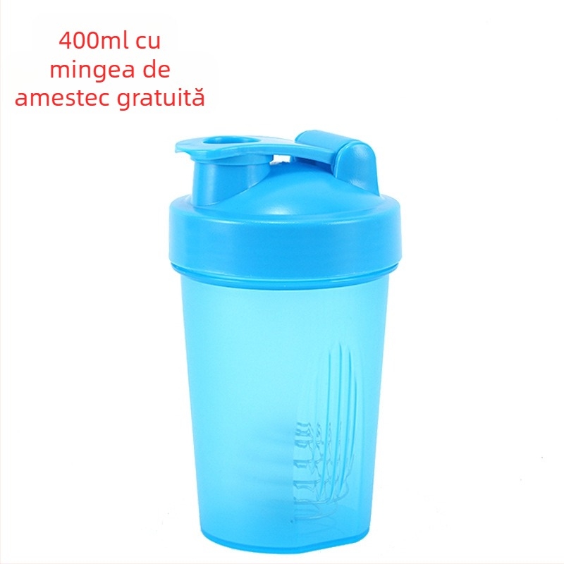 Shaker pentru sport, plastic PP, capacitate 400 ml, corp cu un singur strat, imprimare logo, personalizare disponibilă