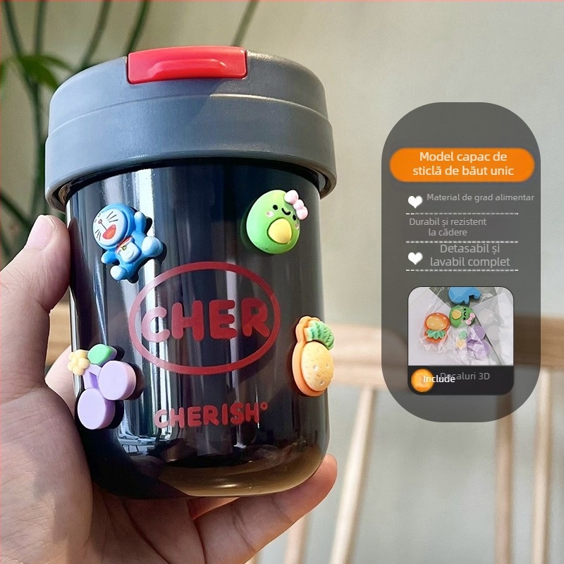 Ton-ton Cup, PC material, rezistent la cădere, cilindric, cu pai