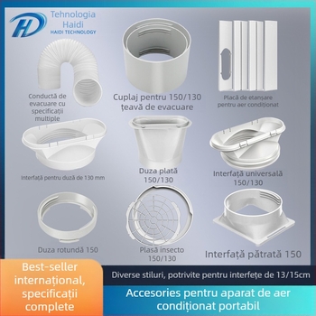 Heidi Technology conector furtun evacuare aer conditionat cu interfata duza plata si placa de etanșare a ferestrei