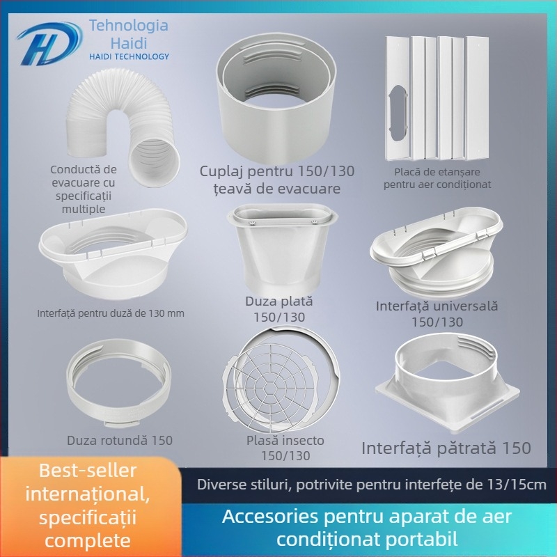 Heidi Technology conector furtun evacuare aer conditionat cu interfata duza plata si placa de etanșare a ferestrei