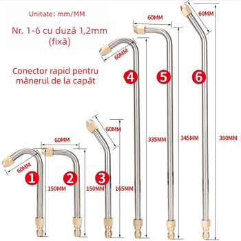Pistol de apă cu presiune înaltă pentru curățarea aparatelor de aer condiționat — cot de oțel inoxidabil, cuplaj rapid din cupru, duză cu formă de ventilator