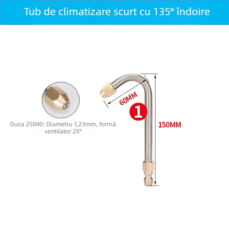 Pistol de apă cu presiune înaltă pentru curățarea aparatelor de aer condiționat — cot de oțel inoxidabil, cuplaj rapid din cupru, duză cu formă de ventilator