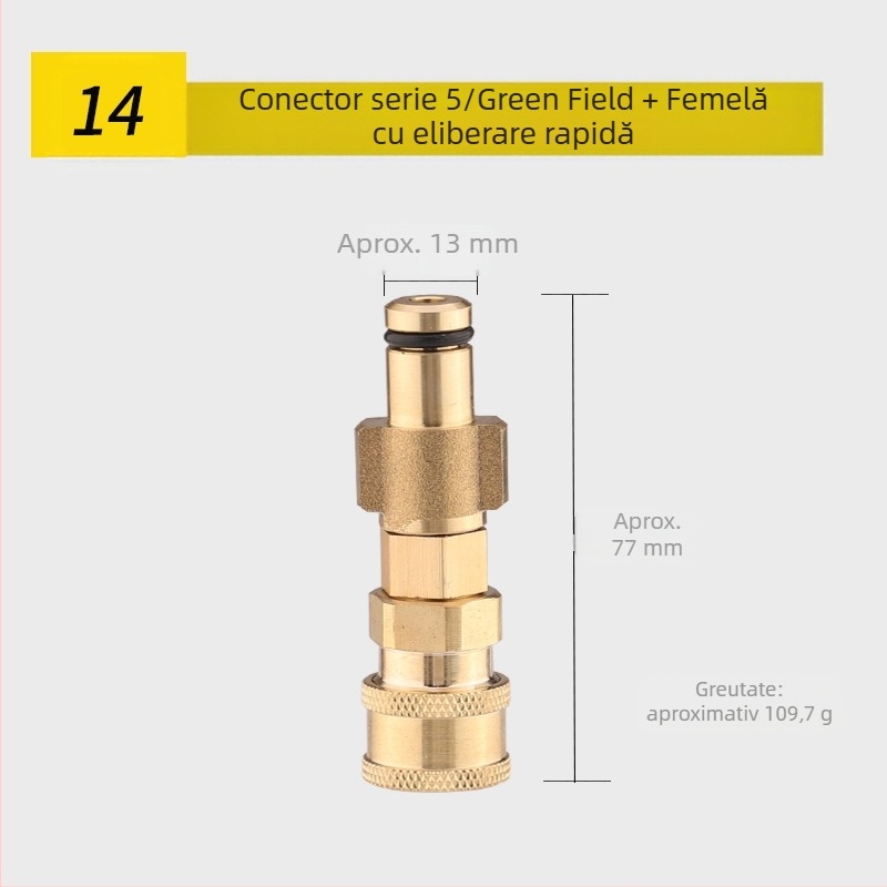 Pistol de apă cu presiune înaltă pentru curățarea aparatelor de aer condiționat — cot de oțel inoxidabil, cuplaj rapid din cupru, duză cu formă de ventilator