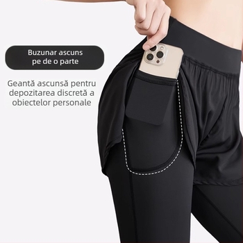 Pantaloni de yoga pentru femei, vară – ușori, elastici, talie medie, croială slim, uscare rapidă și respirabili, pentru alergare, fitness și ciclism