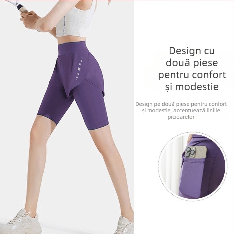 Pantaloni de yoga pentru femei, vară – ușori, elastici, talie medie, croială slim, uscare rapidă și respirabili, pentru alergare, fitness și ciclism