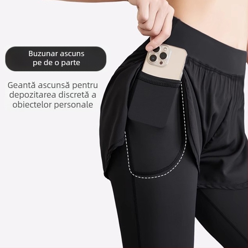 Pantaloni de yoga pentru femei, vară – ușori, elastici, talie medie, croială slim, uscare rapidă și respirabili, pentru alergare, fitness și ciclism