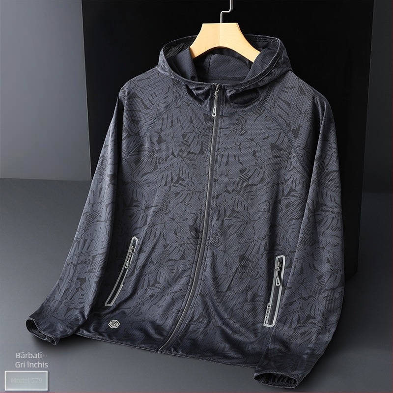 Palton trench unisex cu glugă, protecție UV UPF50, respirabil, poliester