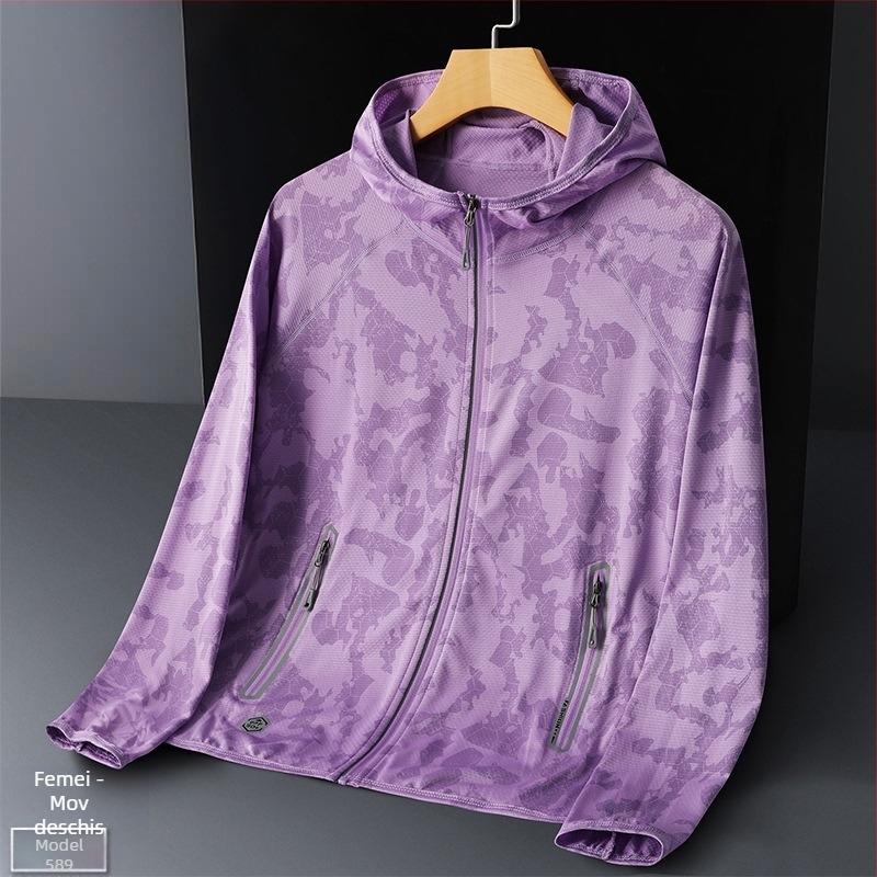 Palton trench unisex cu glugă, protecție UV UPF50, respirabil, poliester