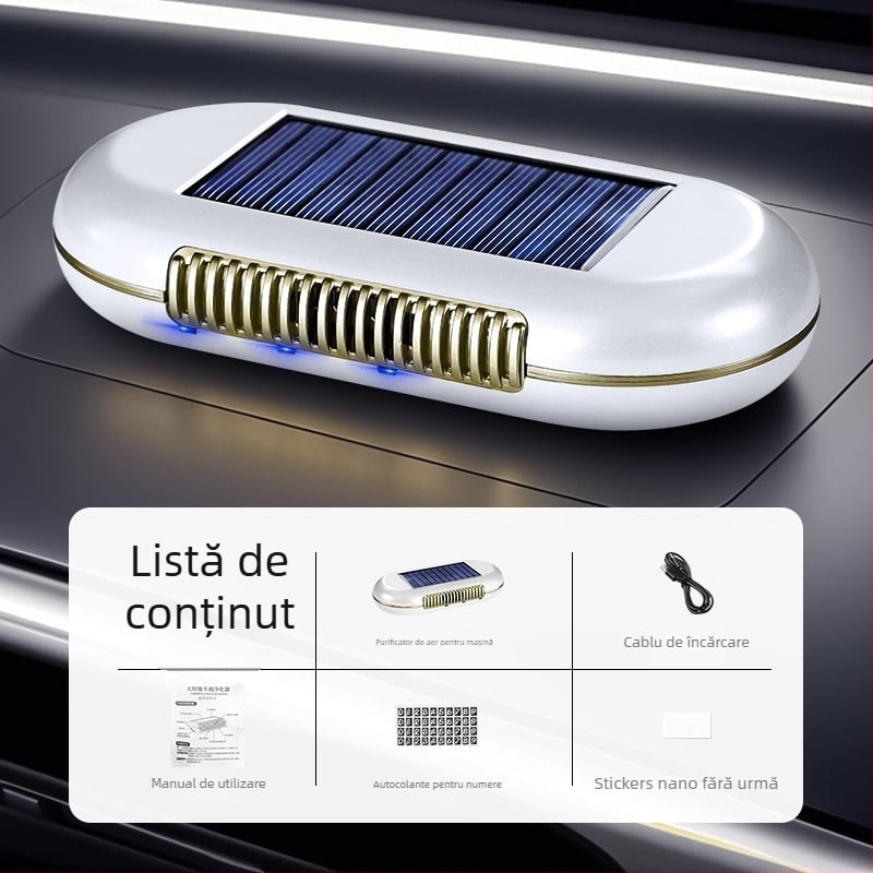Purificator de aer pentru mașină cu ozon, model 8813, alimentare USB (5V), 2W, oxigen activ 40 mg, ioni negativ 100000