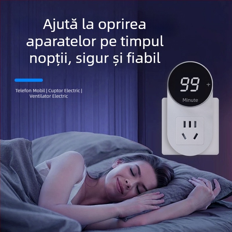 Kailan priză cu temporizator, protecție împotriva supraîncărcării, protecție la încărcare pentru dispozitive de casă și telefoane, întrerupere automată după numărătoare inversă