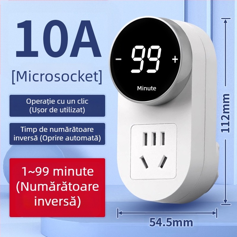 Kailan priză cu temporizator, protecție împotriva supraîncărcării, protecție la încărcare pentru dispozitive de casă și telefoane, întrerupere automată după numărătoare inversă