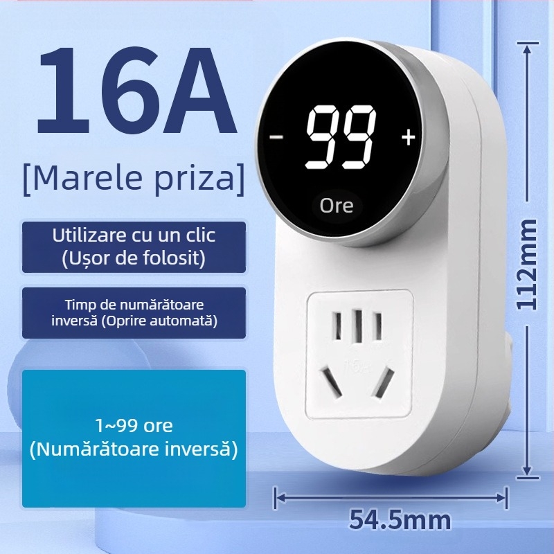Kailan priză cu temporizator, protecție împotriva supraîncărcării, protecție la încărcare pentru dispozitive de casă și telefoane, întrerupere automată după numărătoare inversă