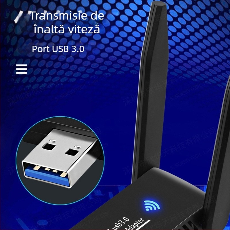 Adaptor USB Wi-Fi 1300 Mbps, dual-band 2.4 GHz/5.8 GHz, 802.11b/g/n, fără driver