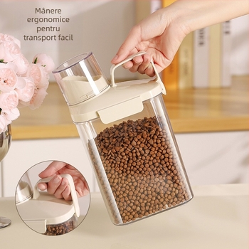 Container de depozitare alimentară pentru cereale, fasole și orez | sigilat, rezistent la umezeală și la dăunători | PET plastic