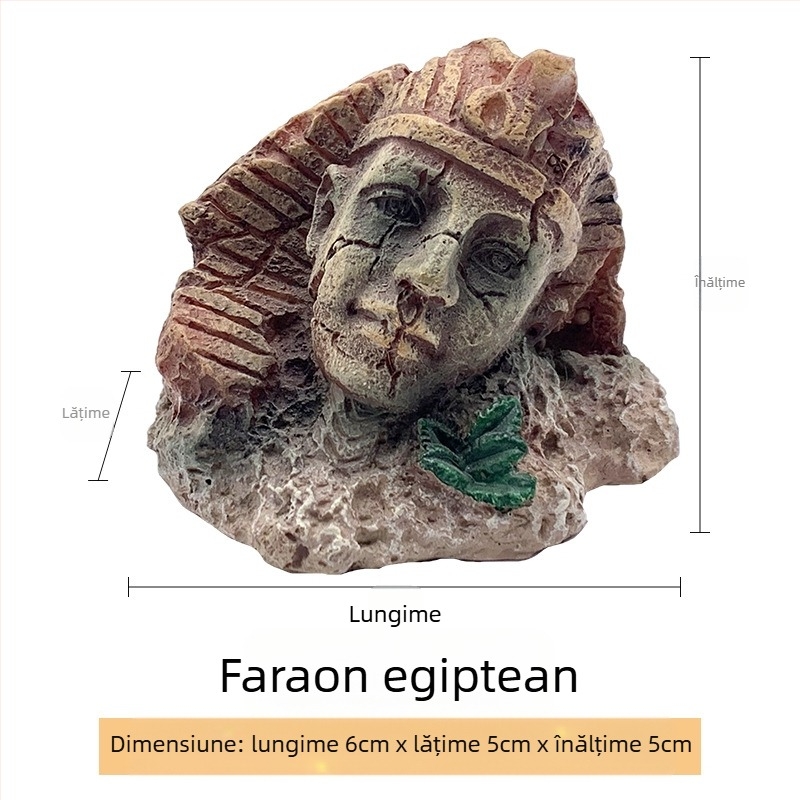Decor pentru peisaj de reptile – Piramidă egipteană cu cap de Sfinx; Material: rășină; Origine: Xiamen; Brand: Xin Li; Scop principal: amenajare pentru reptilele care se cațără