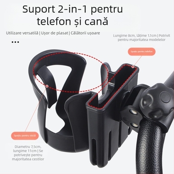 Suport universal pentru pahare de cărucior — pentru sticle de bebeluși și băuturi — material ABS — compatibil cu cărucioare și biciclete — poate fi comercializat sub mărci private