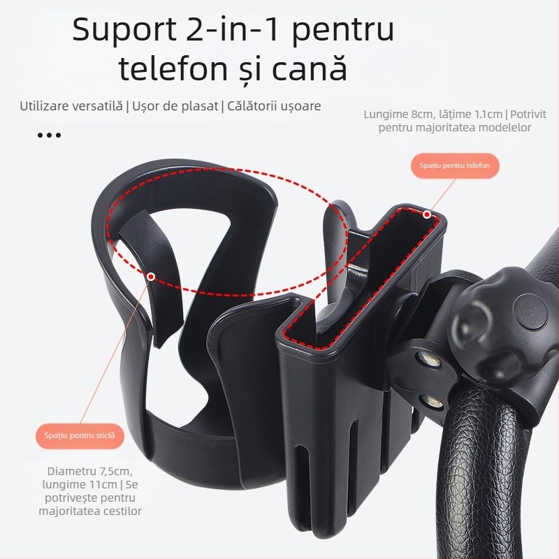 Suport universal pentru pahare de cărucior — pentru sticle de bebeluși și băuturi — material ABS — compatibil cu cărucioare și biciclete — poate fi comercializat sub mărci private