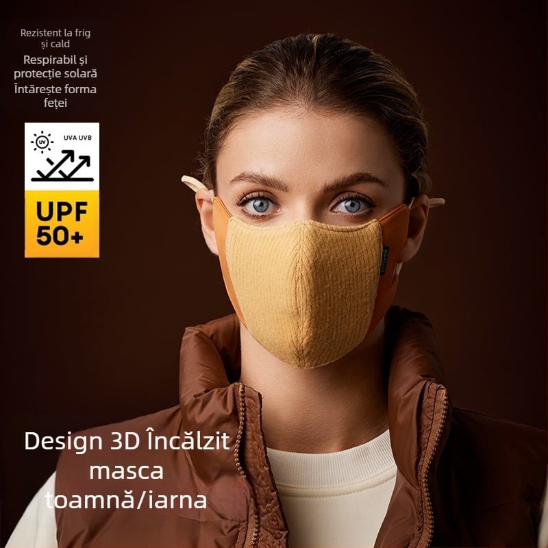 Mască facială toamnă-iarnă, respirabilă, protecție UV, protecție împotriva soarelui; fibre de polyester; ediție iarnă 2023; stil: universal, stil office, simplu, acoperire parțială