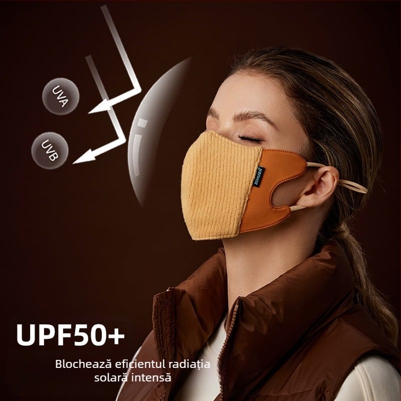 Mască facială toamnă-iarnă, respirabilă, protecție UV, protecție împotriva soarelui; fibre de polyester; ediție iarnă 2023; stil: universal, stil office, simplu, acoperire parțială
